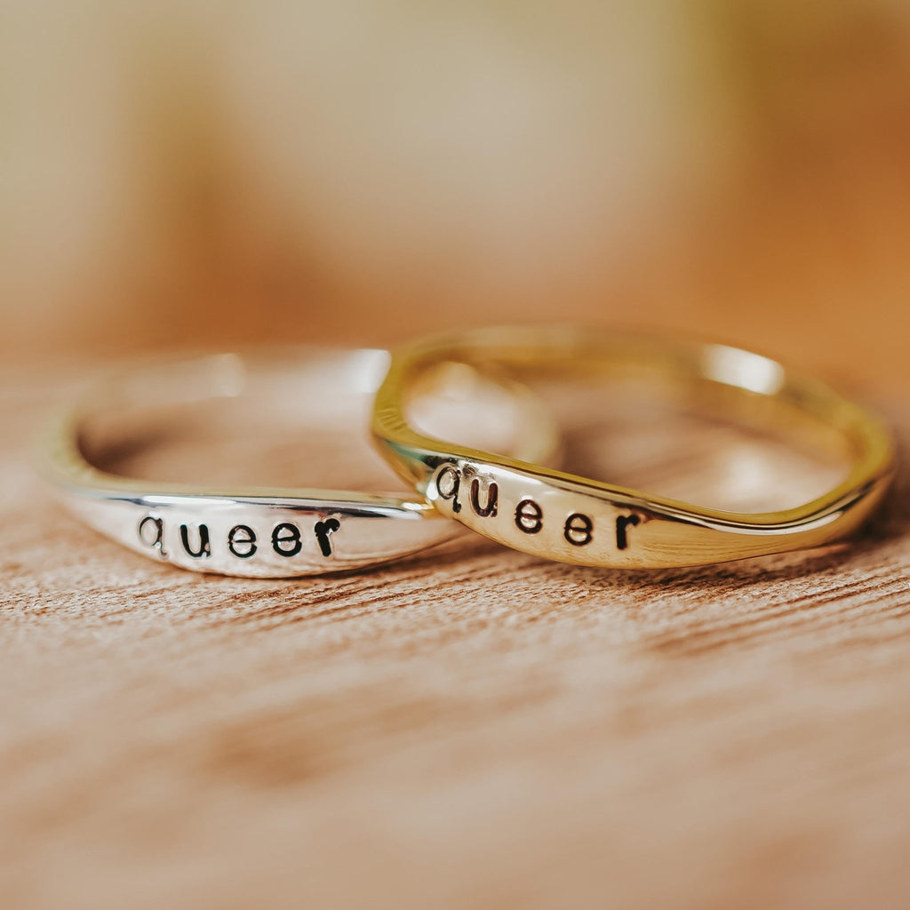 QUEER Dainty Gold Plated or Sterling Silver Ring Finger Rings La Vie Bien QUEER Dainty Gold Plated or Sterling Silver Ring