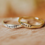 QUEER Dainty Gold Plated or Sterling Silver Ring Finger Rings La Vie Bien QUEER Dainty Gold Plated or Sterling Silver Ring