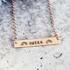 QUEER FEMME Bar Necklace Stamped Necklaces La Vie Bien QUEER FEMME Bar Necklace