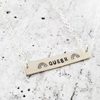QUEER FEMME Bar Necklace Stamped Necklaces La Vie Bien QUEER FEMME Bar Necklace