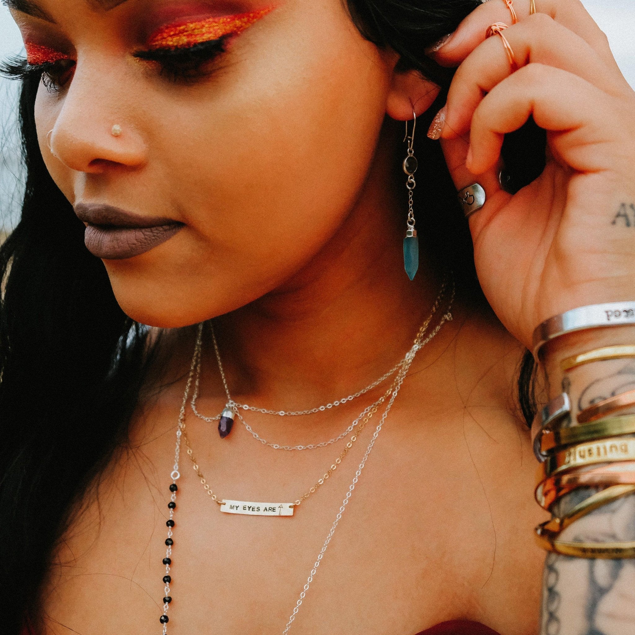 QUEER FEMME Bar Necklace Stamped Necklaces La Vie Bien QUEER FEMME Bar Necklace