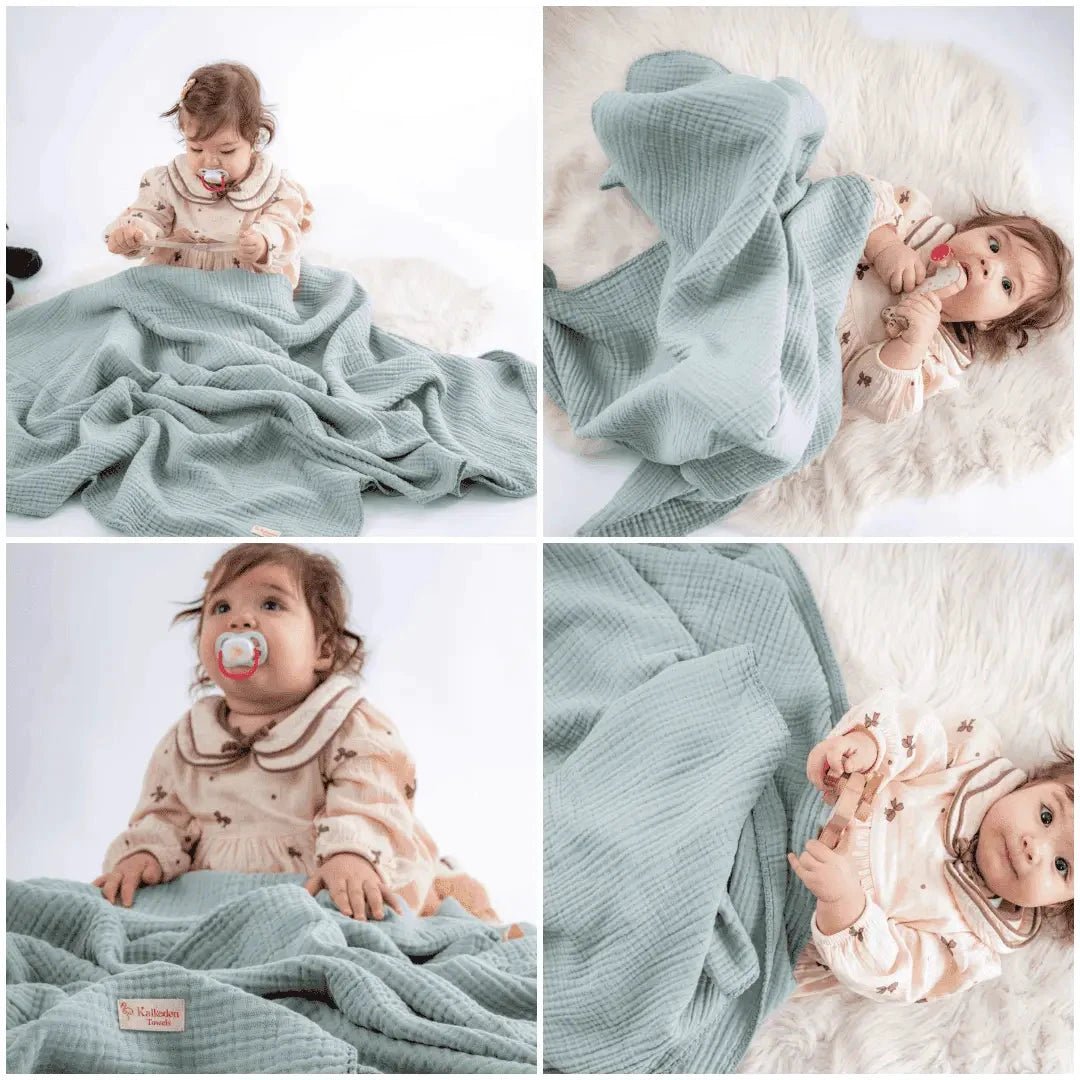 Quilted 4 Layers Muslin Blanket by Kalkedon Towels
