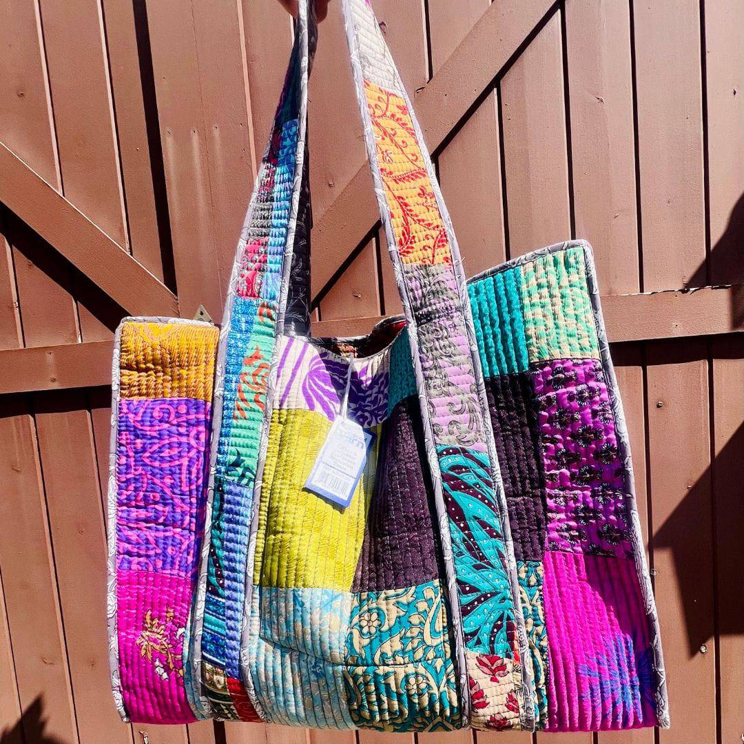 Quilted Cotton Tote Clothing and Accessories La Vie Bien Quilted Cotton Tote