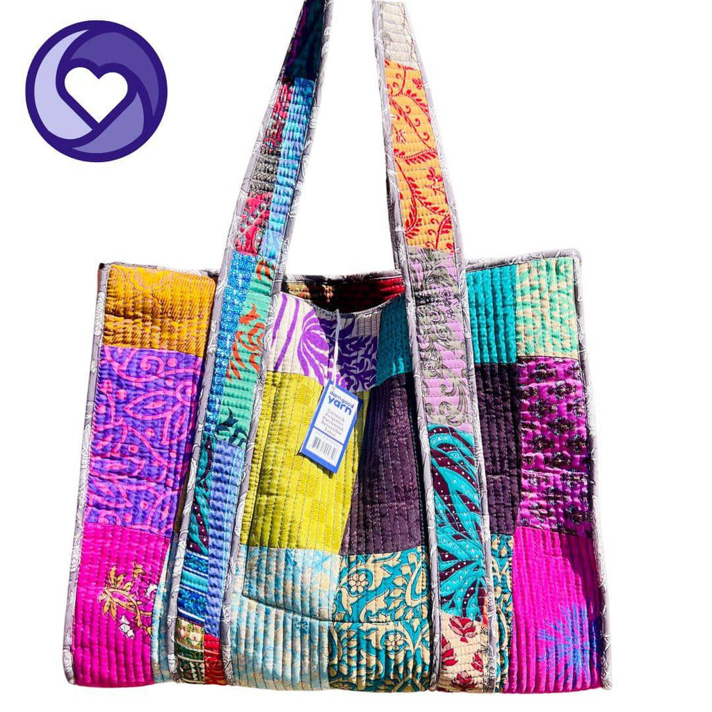 Quilted Cotton Tote Clothing and Accessories La Vie Bien Quilted Cotton Tote