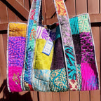 Quilted Cotton Tote Clothing and Accessories La Vie Bien Quilted Cotton Tote