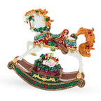 Christmas Horse Musical Figurine Resin Wind Up Holiday Decor 8 Inch