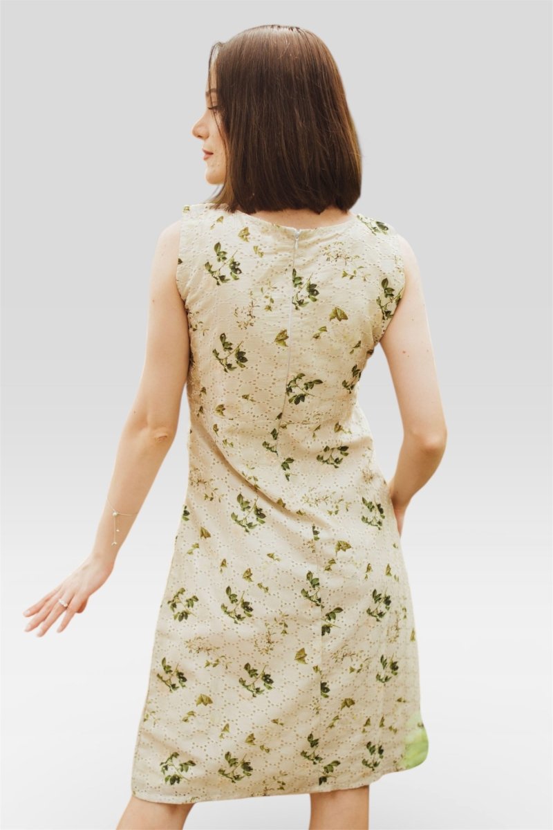 Ardani Silk Midi Dress with Eyelet Embroidery