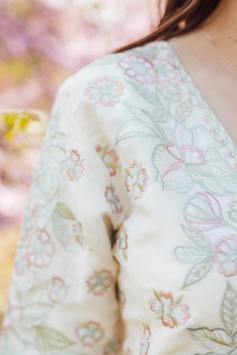 Keya Midi Dress with Floral Hand Embroidery