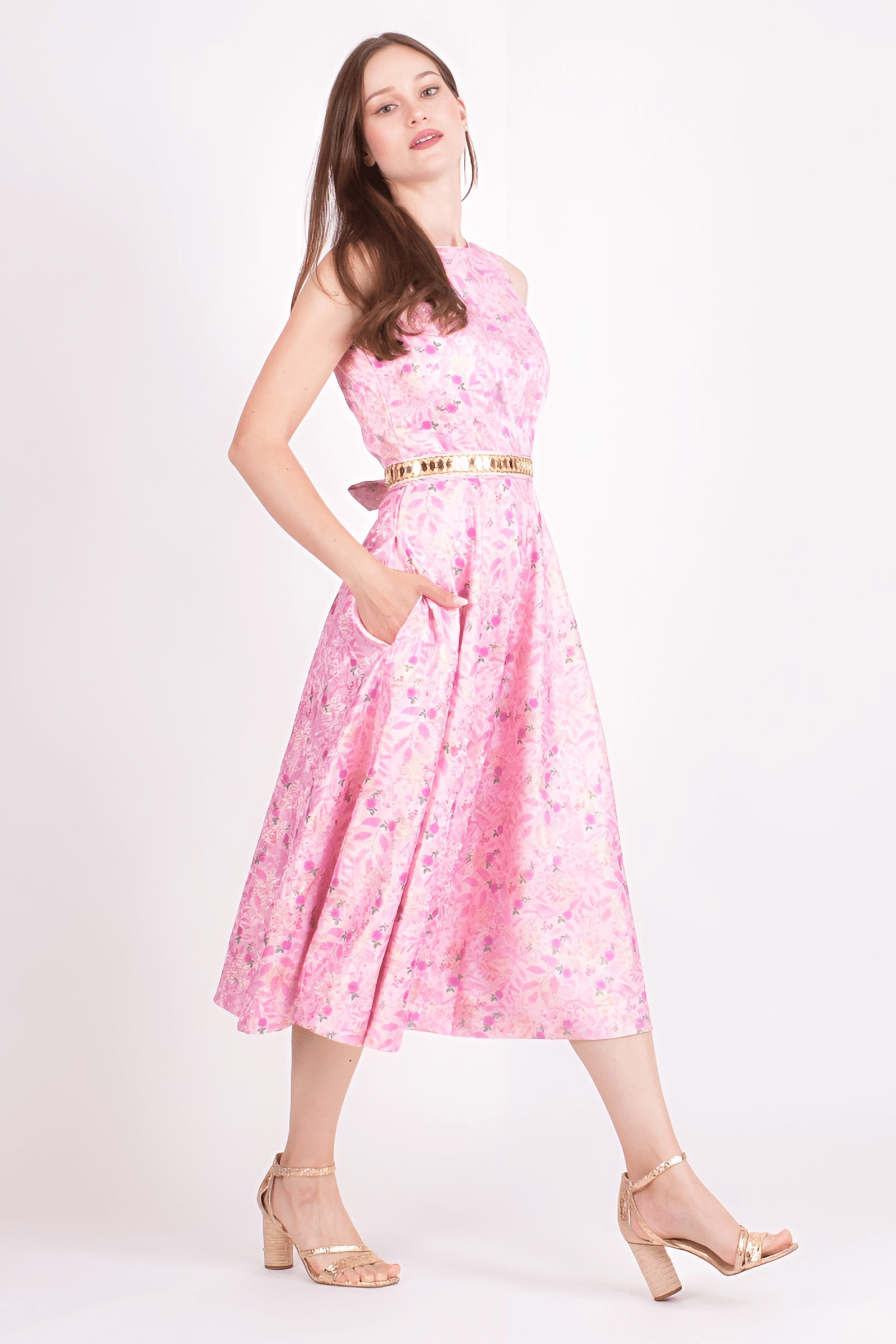 Laurel Jacquard Embroidered Midi Dress