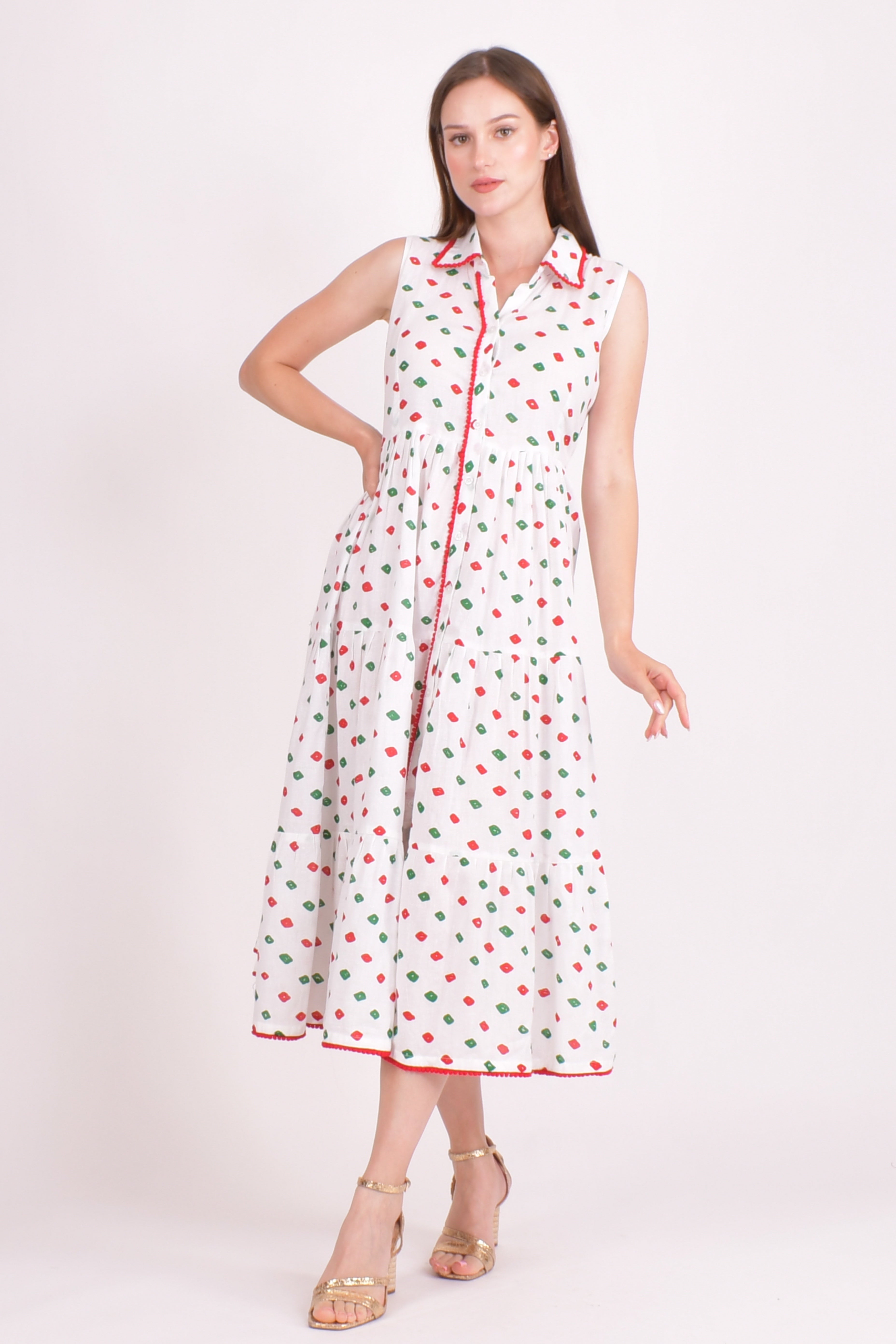 Olinda Cotton Tiered Midi Dress