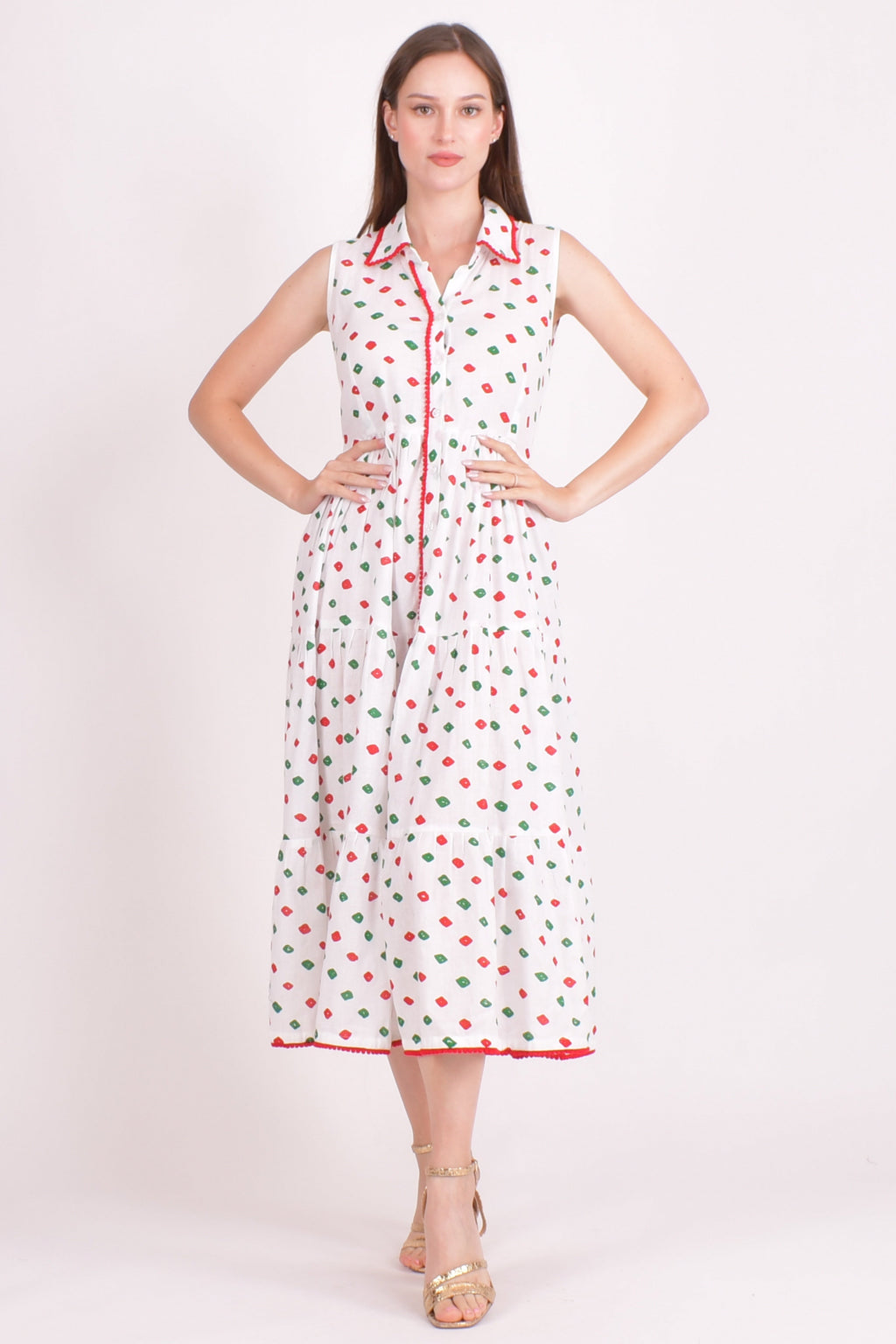 Olinda Cotton Tiered Midi Dress