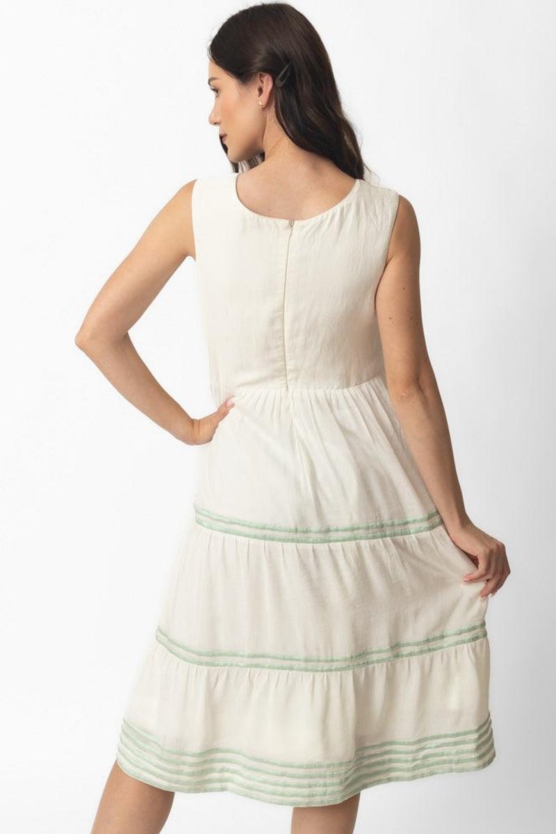 Saloni White Midi Dress with Embroidery