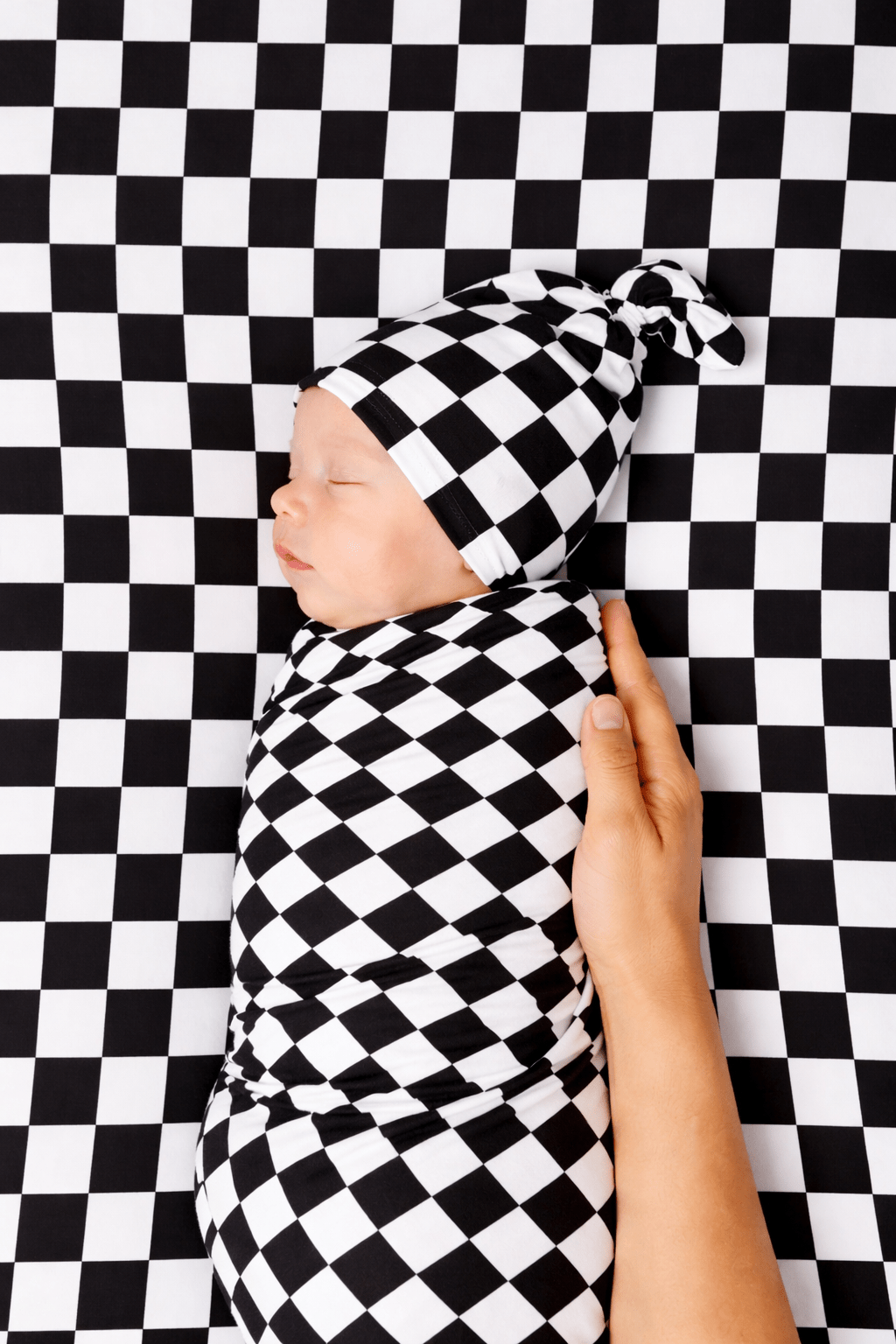 Race Black Checkered Knotted Hat La Vie Bien Race Black Checkered Knotted Hat