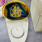 Radha Krishna Agate with Marble T Light Holder - Krishna Gift/ Janmashtami Gift/Hostess Gift La Vie Bien Radha Krishna Agate with Marble T Light Holder - Krishna Gift/ Janmashtami Gift/Hostess Gift