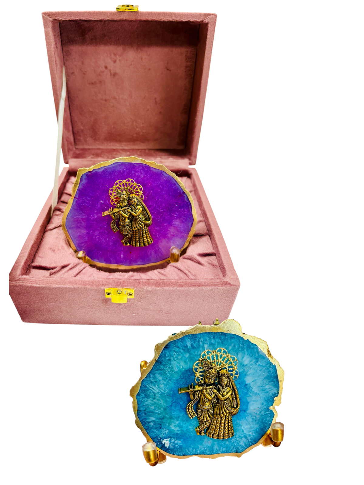 Radha Krishna on Agate with Stand & Suede Gift Box - Premium Gift for Any Occasion La Vie Bien Radha Krishna on Agate with Stand & Suede Gift Box - Premium Gift for Any Occasion