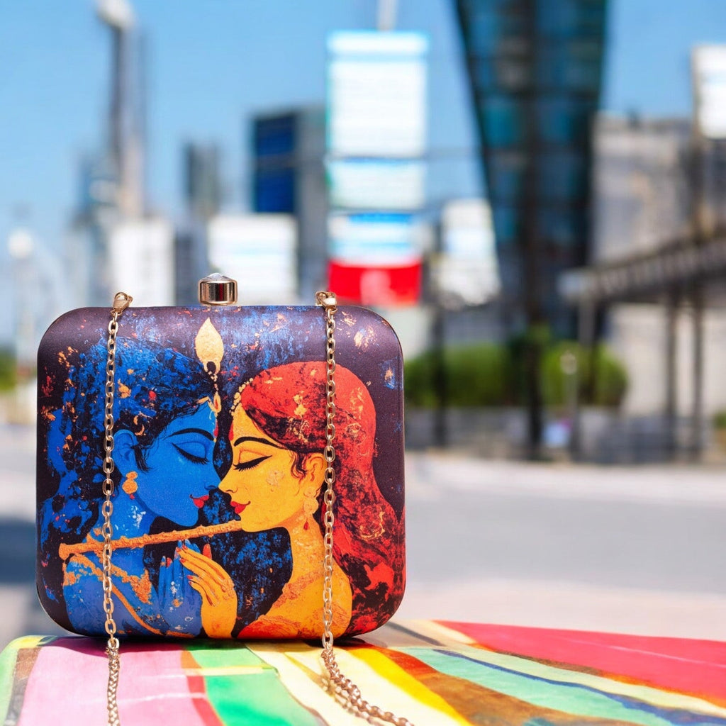 Radha Krishna Print Clutch Clutch La Vie Bien Radha Krishna Print Clutch