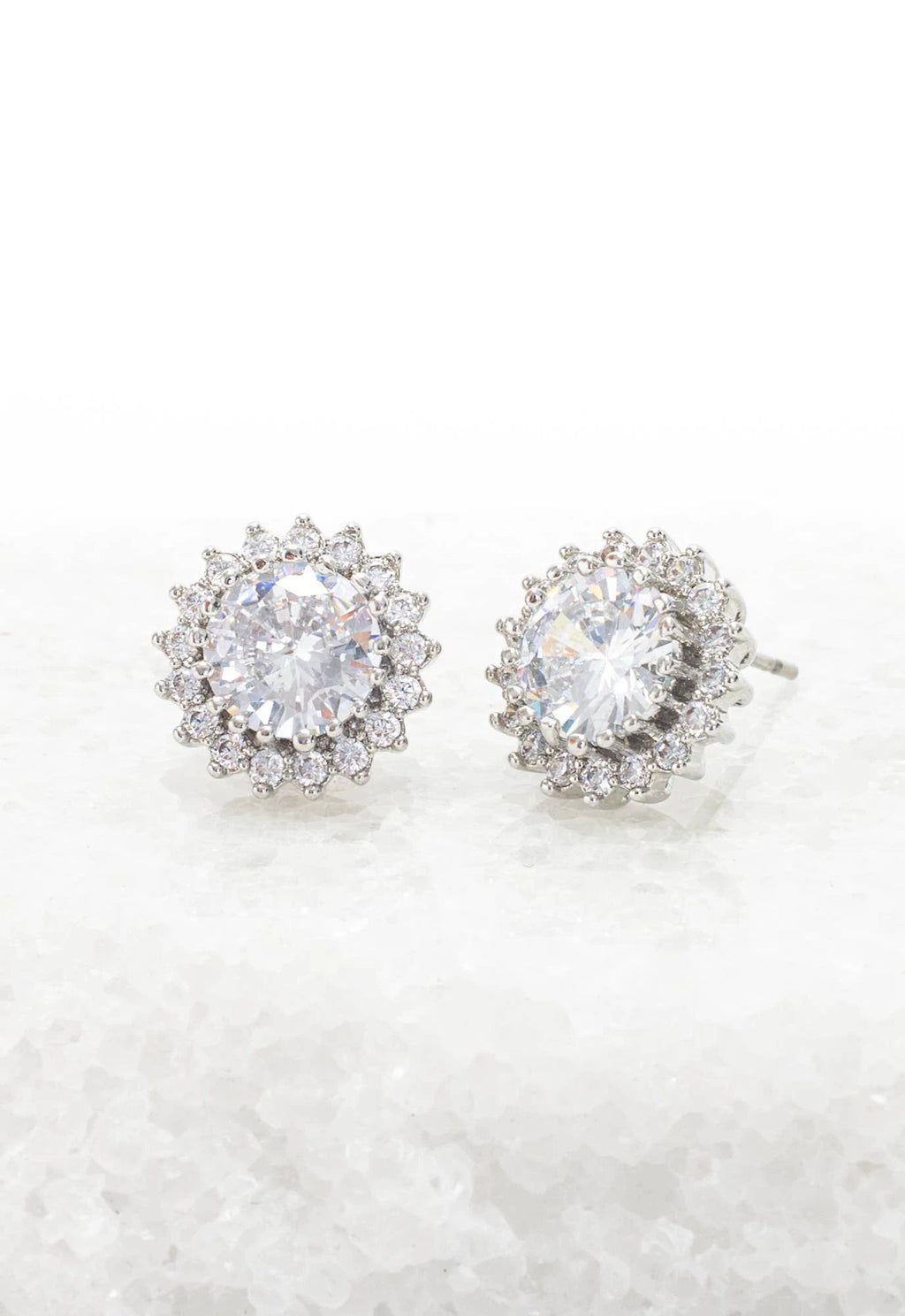 Radiant Shine Platinum Zircon Studs by Ethical Trade Co
