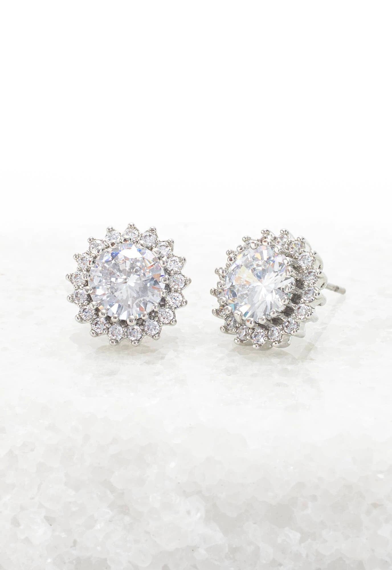Radiant Shine Platinum Zircon Studs by Ethical Trade Co