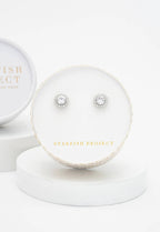 Radiant Shine Platinum Zircon Studs by Ethical Trade Co