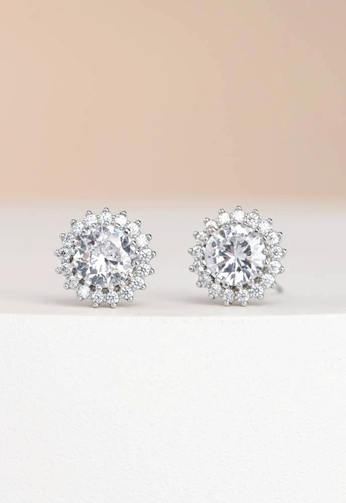 Radiant Shine Platinum Zircon Studs by Ethical Trade Co