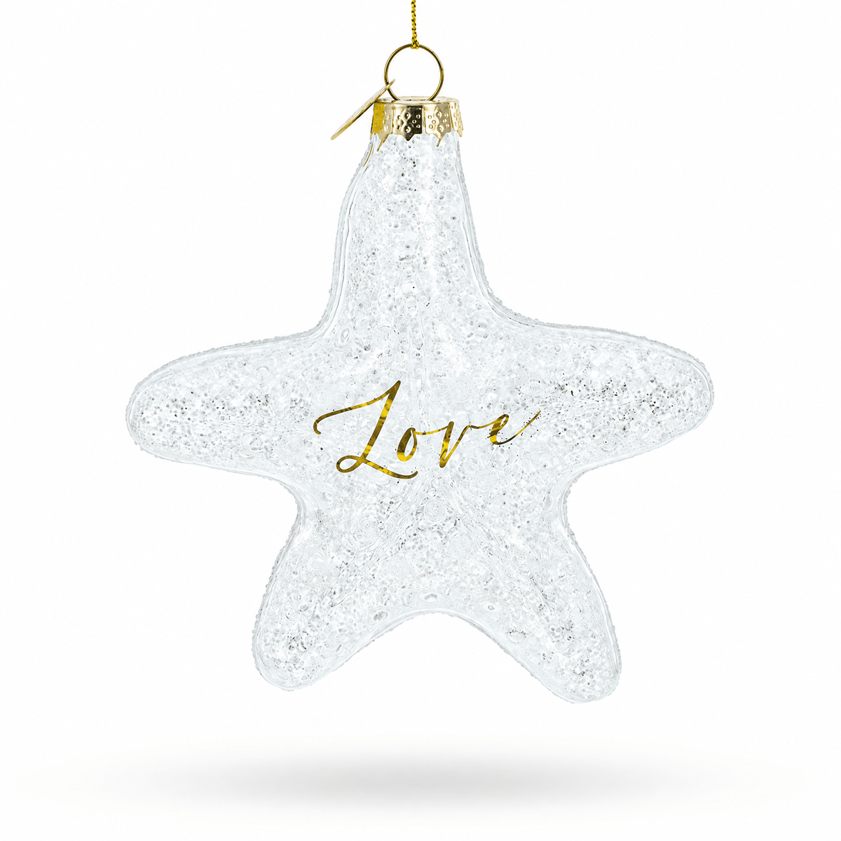 Radiant White Star "Love" Glass Christmas Ornament Christmas Ornaments > Stars La Vie Bien Radiant White Star "Love" Glass Christmas Ornament