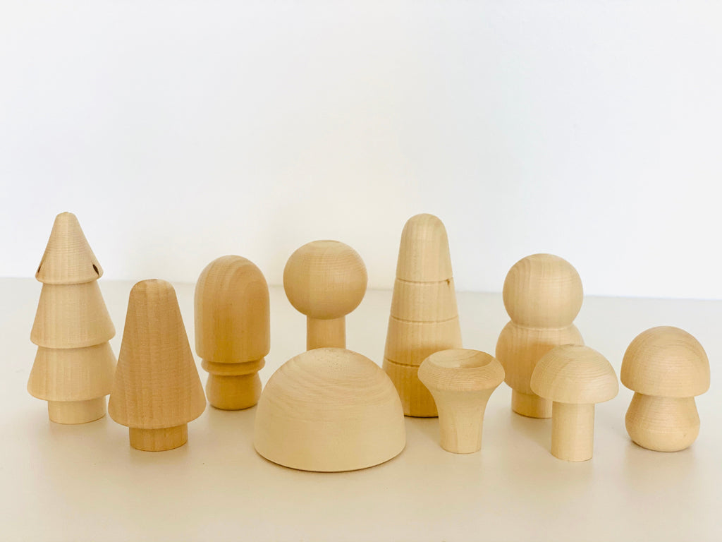 Natural Wooden mushroom Forest Set