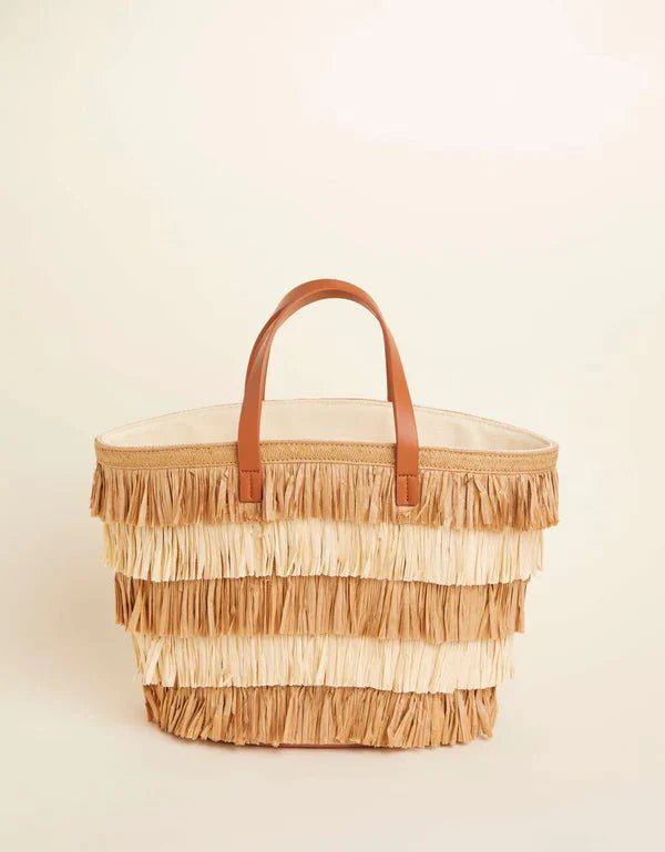 Raffia Fringe Day Tote Nutmeg Natural La Vie Bien Raffia Fringe Day Tote Nutmeg Natural