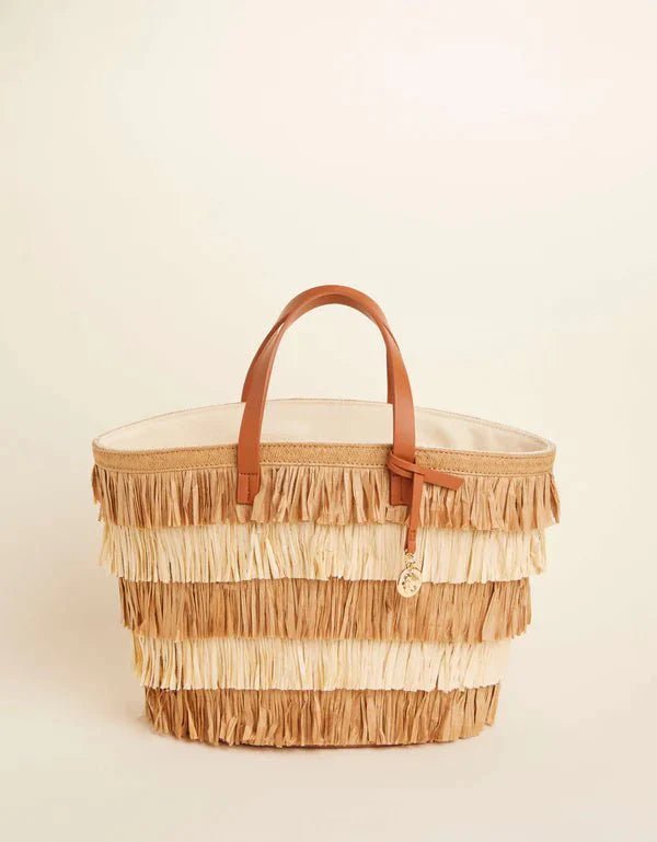 Raffia Fringe Day Tote Nutmeg Natural La Vie Bien Raffia Fringe Day Tote Nutmeg Natural