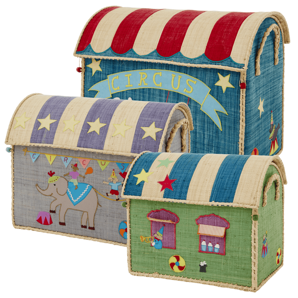Raffia Storage House - Circus theme Set of 3 by Rice By Rice