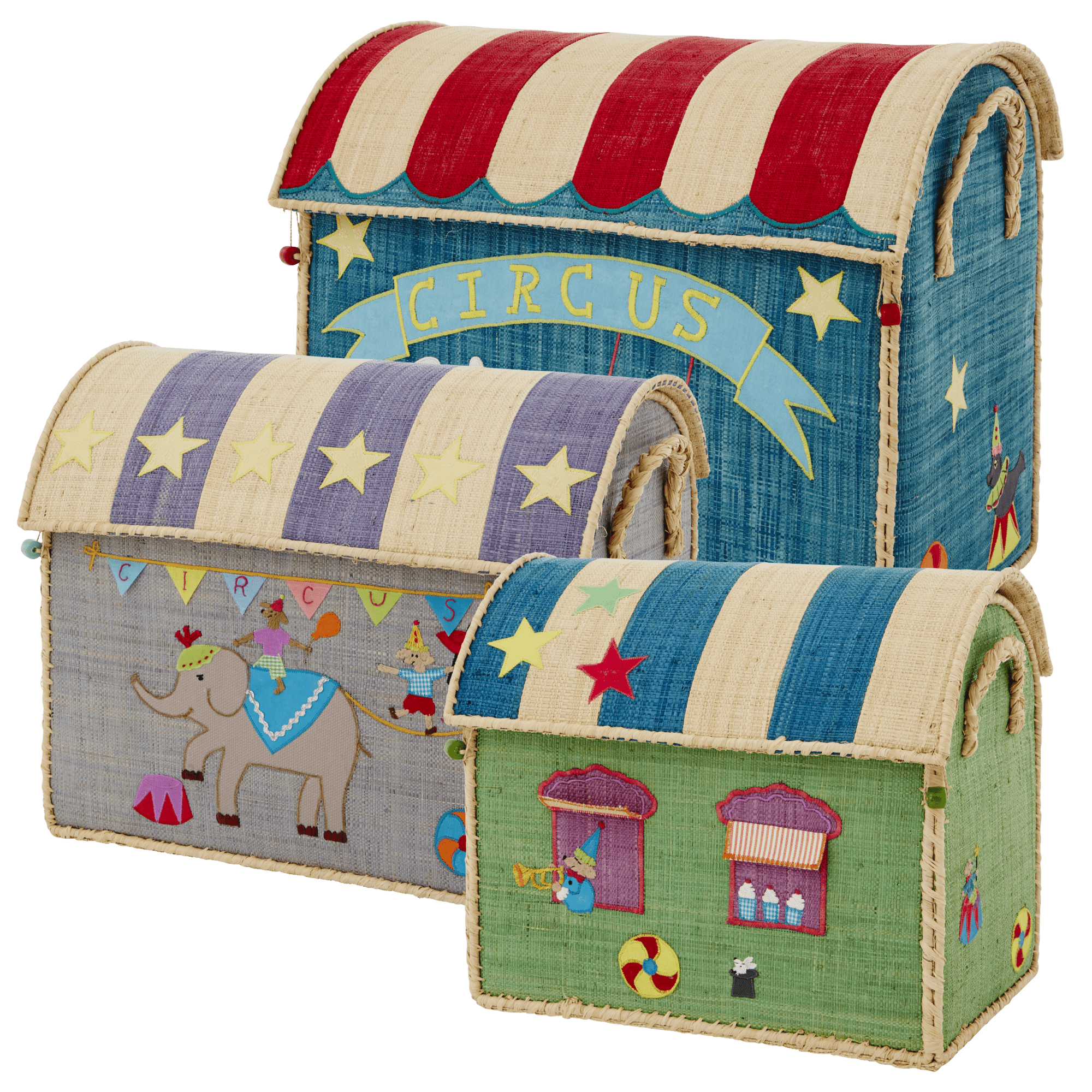 Raffia Storage House - Circus theme Set of 3 by Rice By Rice