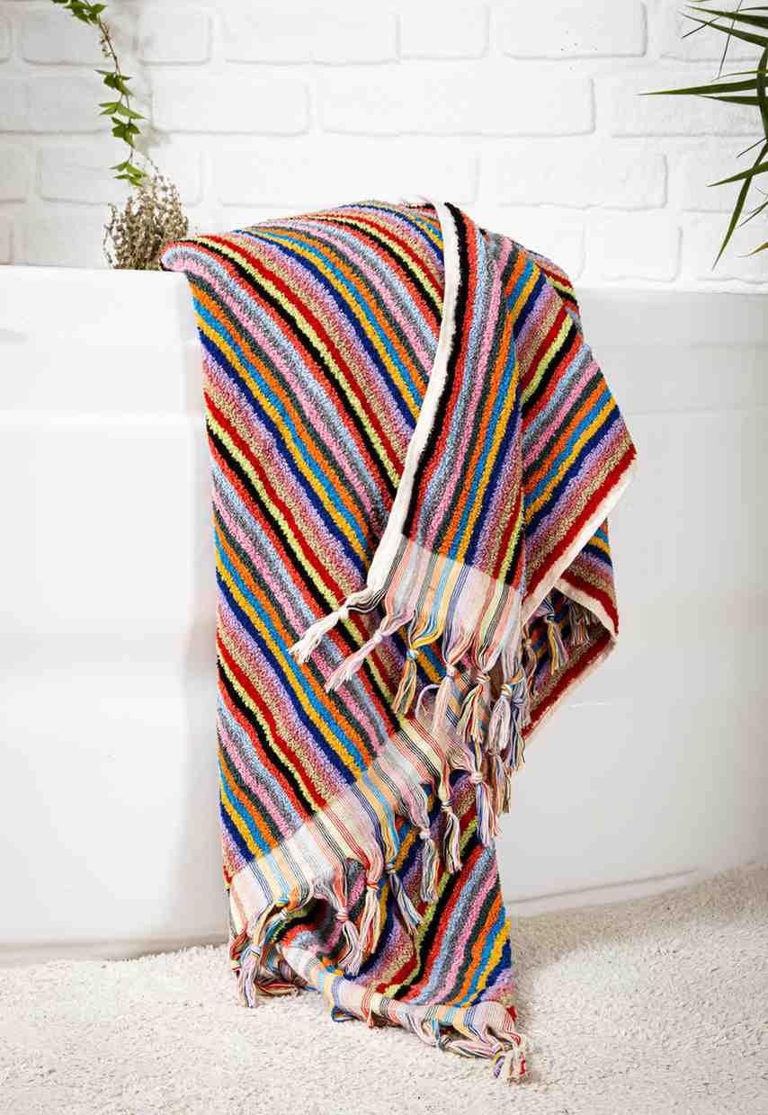 Hand woven Striped Bath Towel
