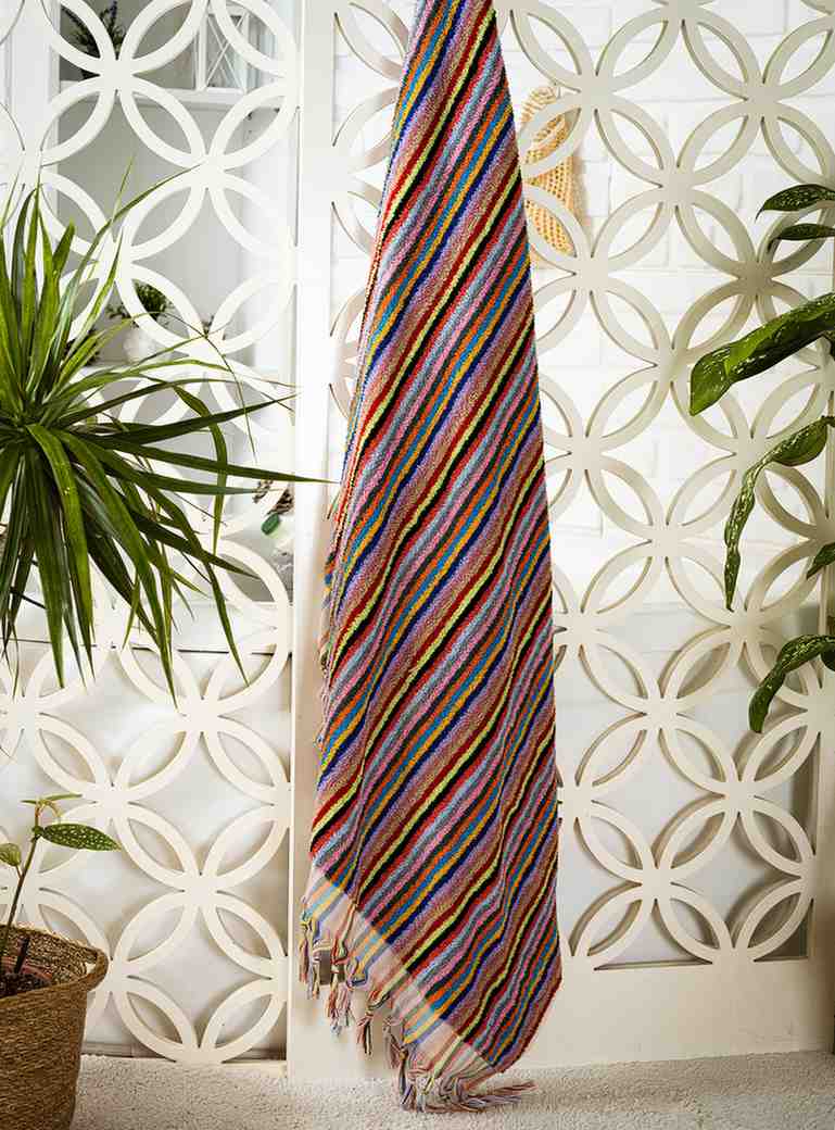Hand woven Striped Bath Towel