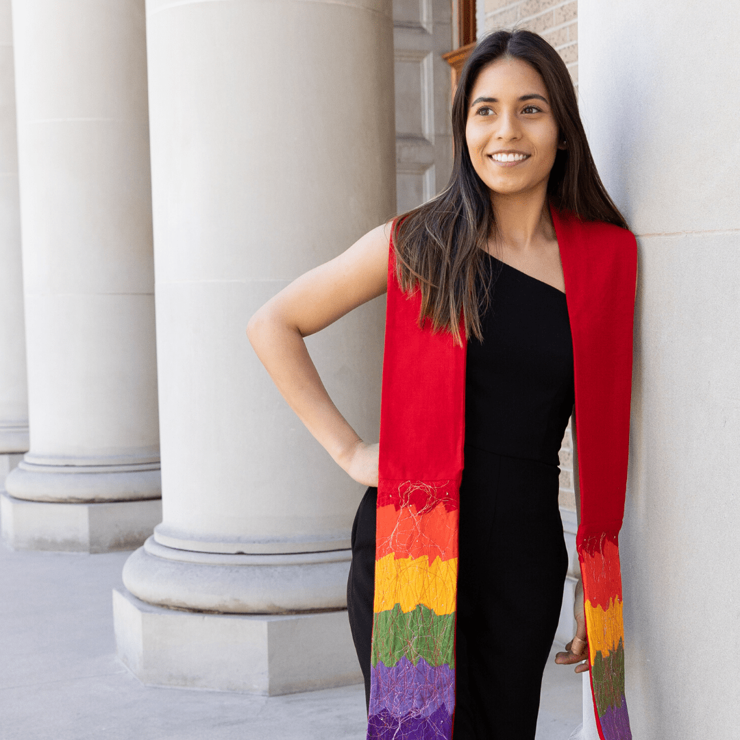 Rainbow and Red Contemporary Clergy Stole Religious La Vie Bien Rainbow and Red Contemporary Clergy Stole