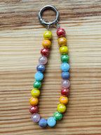 Rainbow Beaded Keychain Wristlet / Phone Lanyard Strap / Bag Chain Purse Charm by Bespattered Facade