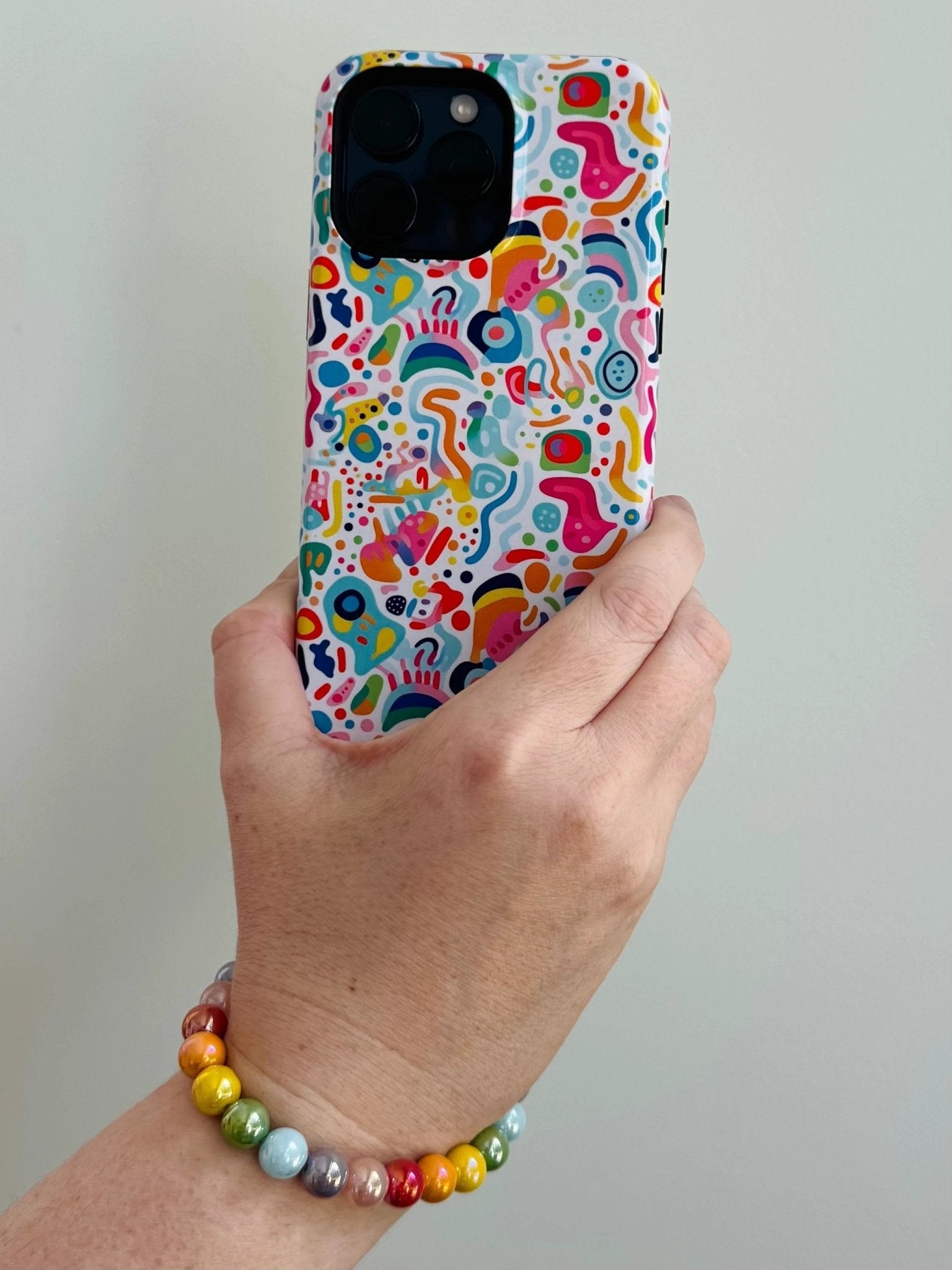 Rainbow Beaded Keychain Wristlet / Phone Lanyard Strap / Bag Chain Purse Charm by Bespattered Facade