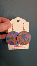 Rainbow circle polymer clay earrings - nickel free, for pierced ears, handmade jewelry perfect for gifting by My Store