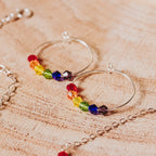 Rainbow Crystal Dainty Hoop Earrings Earrings La Vie Bien Rainbow Crystal Dainty Hoop Earrings
