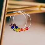 Rainbow Crystal Dainty Hoop Earrings Earrings La Vie Bien Rainbow Crystal Dainty Hoop Earrings