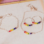 Rainbow Crystal Dainty Hoop Earrings Earrings La Vie Bien Rainbow Crystal Dainty Hoop Earrings