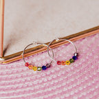 Rainbow Crystal Dainty Hoop Earrings Earrings La Vie Bien Rainbow Crystal Dainty Hoop Earrings