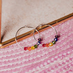 Rainbow Crystal Dainty Hoop Earrings Earrings La Vie Bien Rainbow Crystal Dainty Hoop Earrings