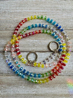 Rainbow Crystals Beaded ID Badge Lanyard / Crossbody Phone Strap / Bag Chain Purse Charm by Bespattered Facade
