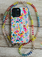 Rainbow Crystals Beaded ID Badge Lanyard / Crossbody Phone Strap / Bag Chain Purse Charm by Bespattered Facade
