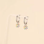 Rainbow Daisy Huggie Hoop Charms by Oh Clementine