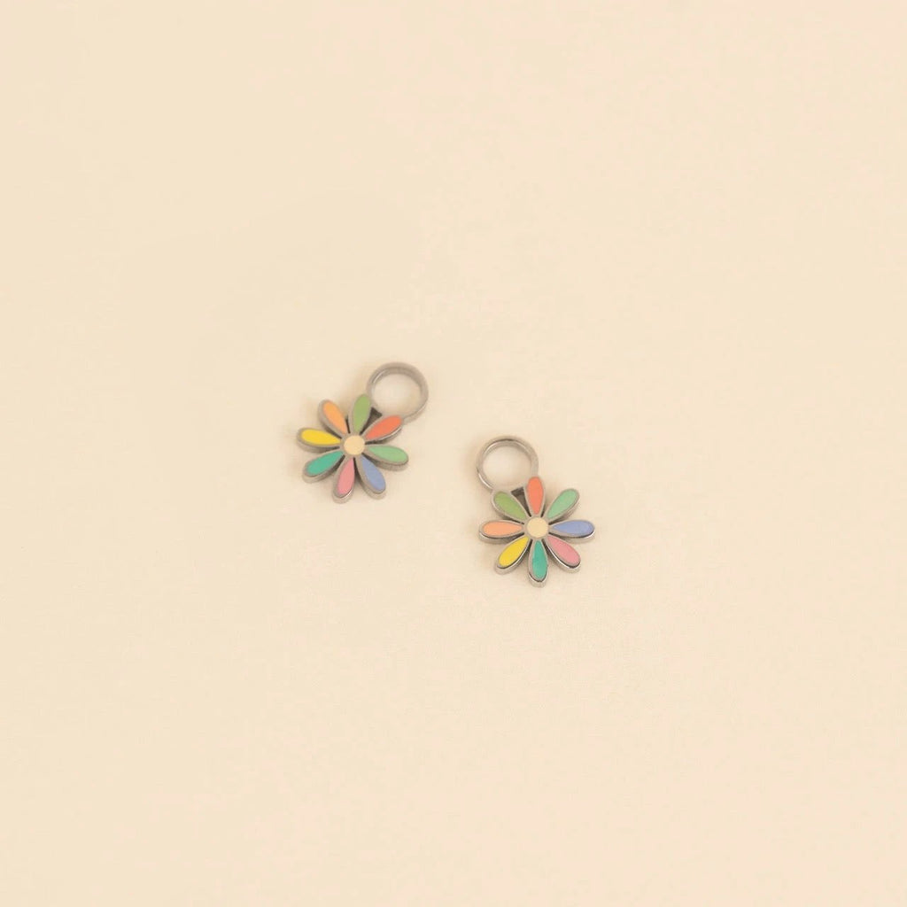 Rainbow Daisy Huggie Hoop Charms by Oh Clementine