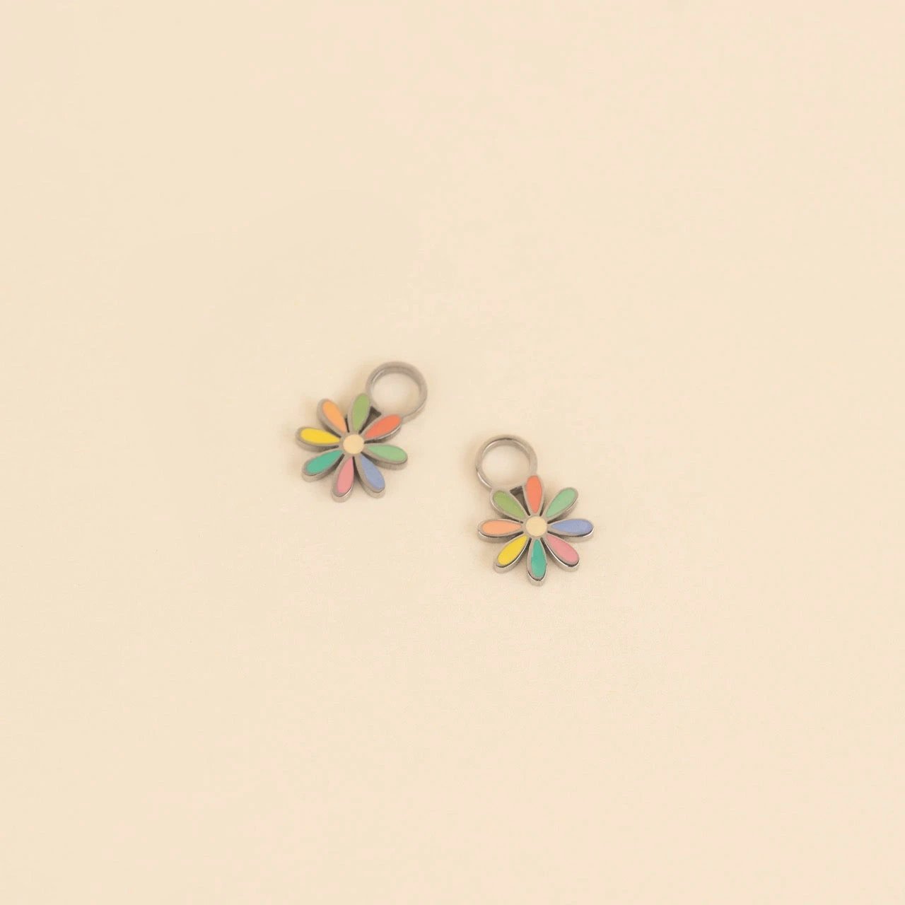 Rainbow Daisy Huggie Hoop Charms by Oh Clementine