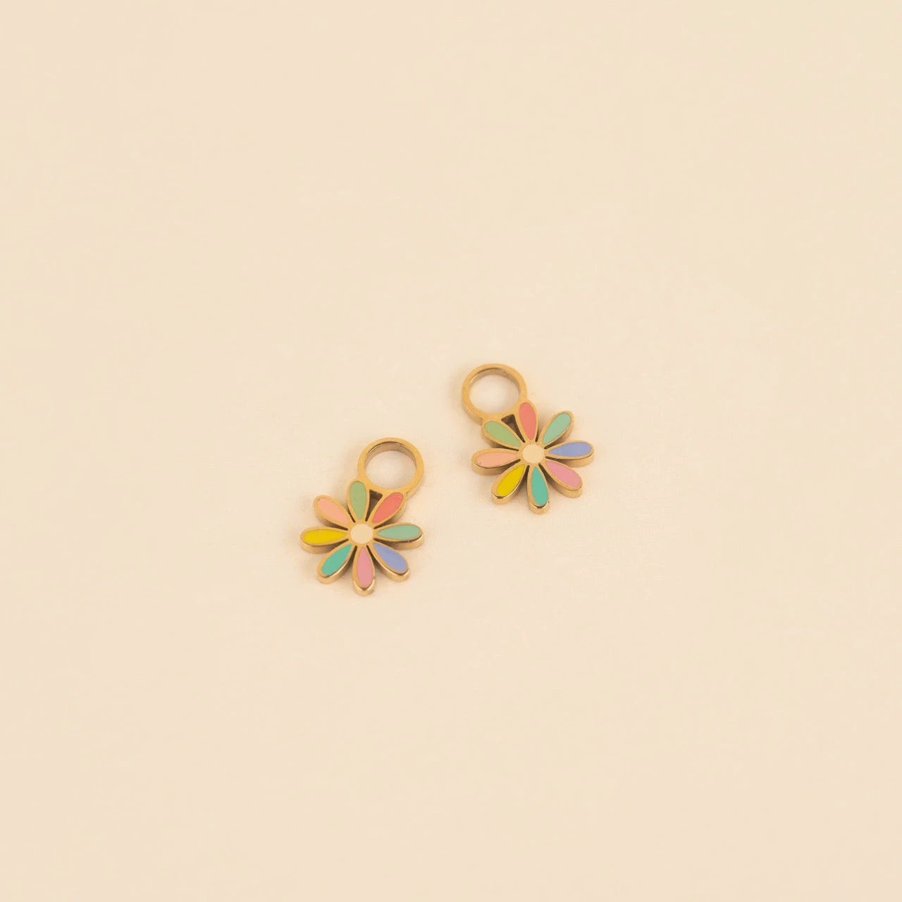 Rainbow Daisy Huggie Hoop Charms by Oh Clementine