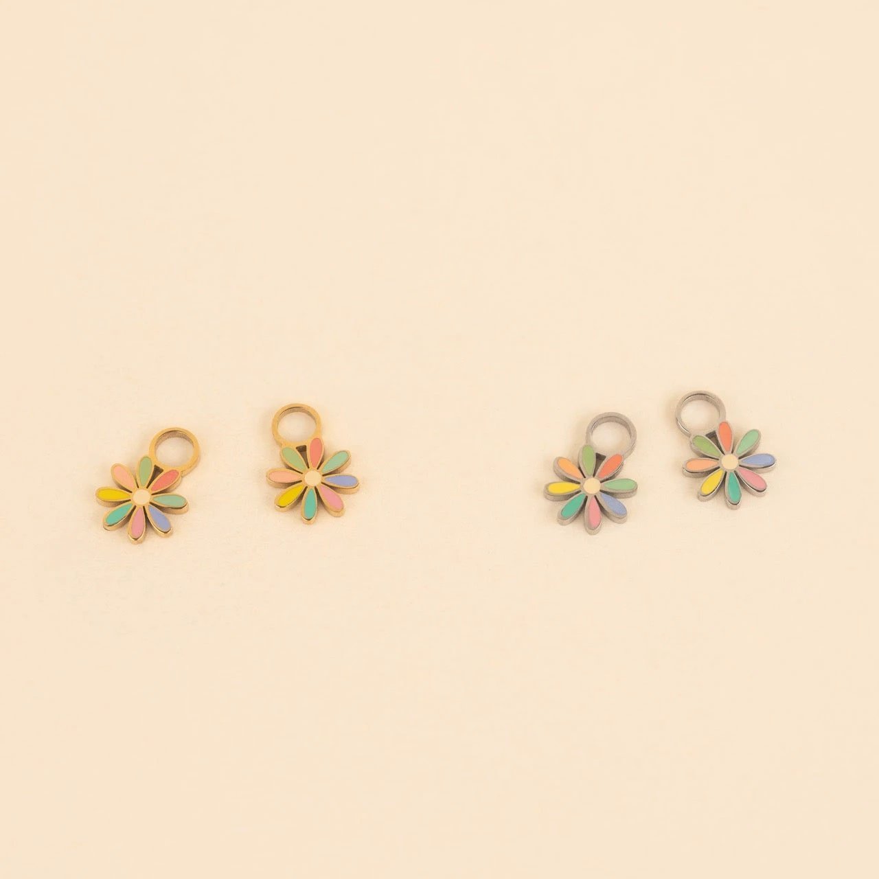 Rainbow Daisy Huggie Hoop Charms by Oh Clementine