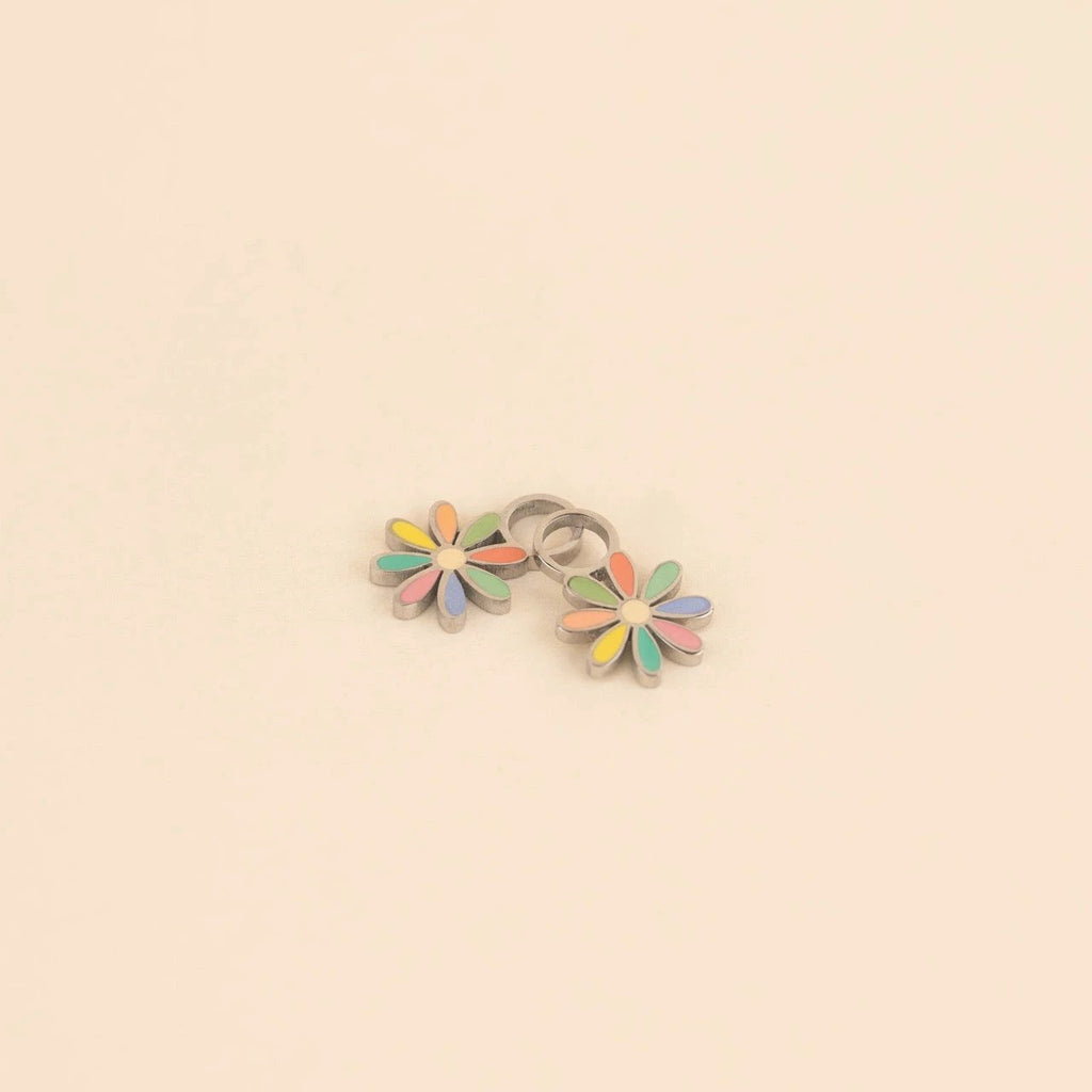 Rainbow Daisy Huggie Hoop Charms by Oh Clementine