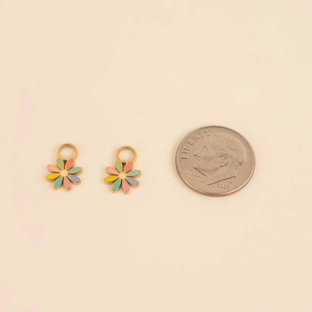 Rainbow Daisy Huggie Hoop Charms by Oh Clementine